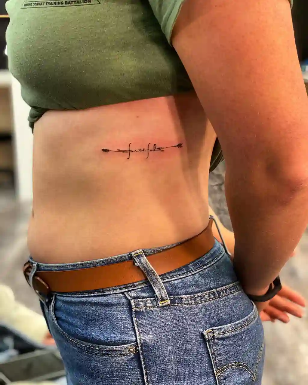 Faithful Arrow Rib Tattoos for Women