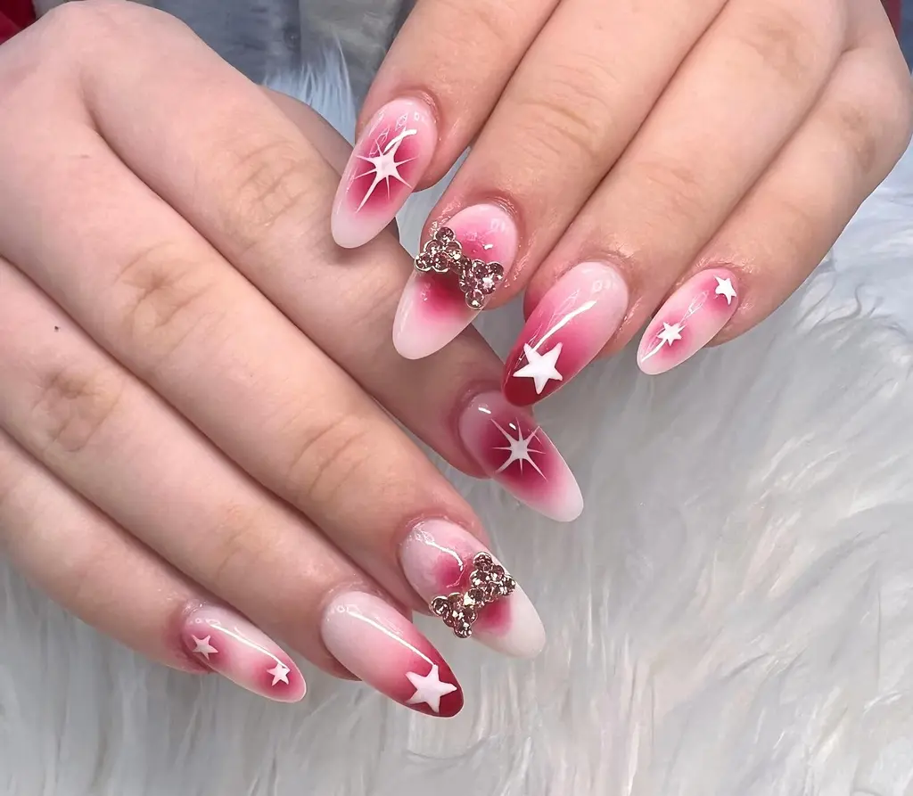 Starry Pink Summer Nails