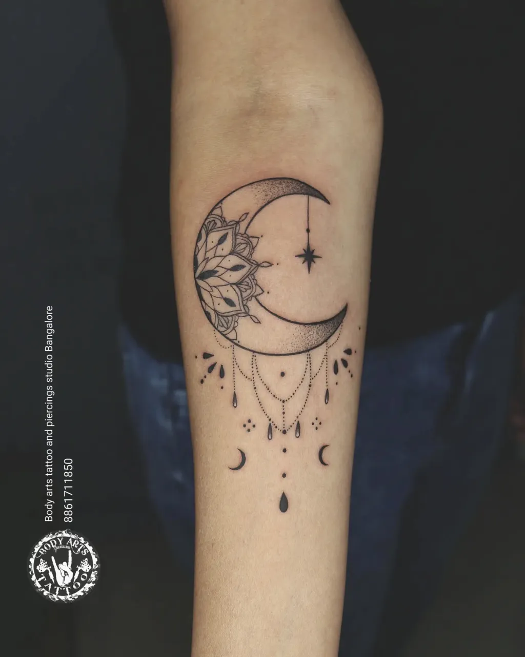Moon Mandala Forearm Tattoo Women