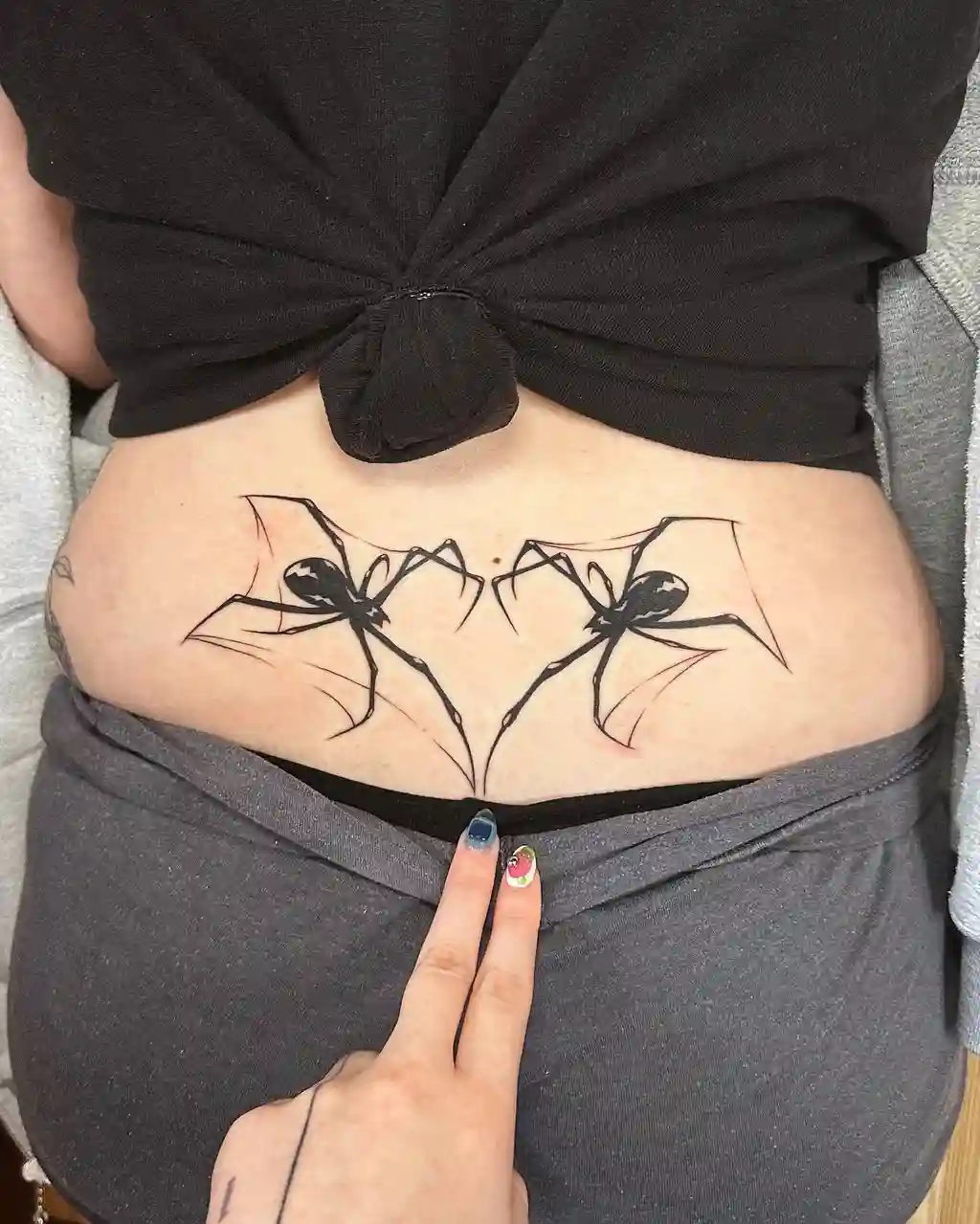 Abstract Spider Symmetry Lower Back Tattoos for Women