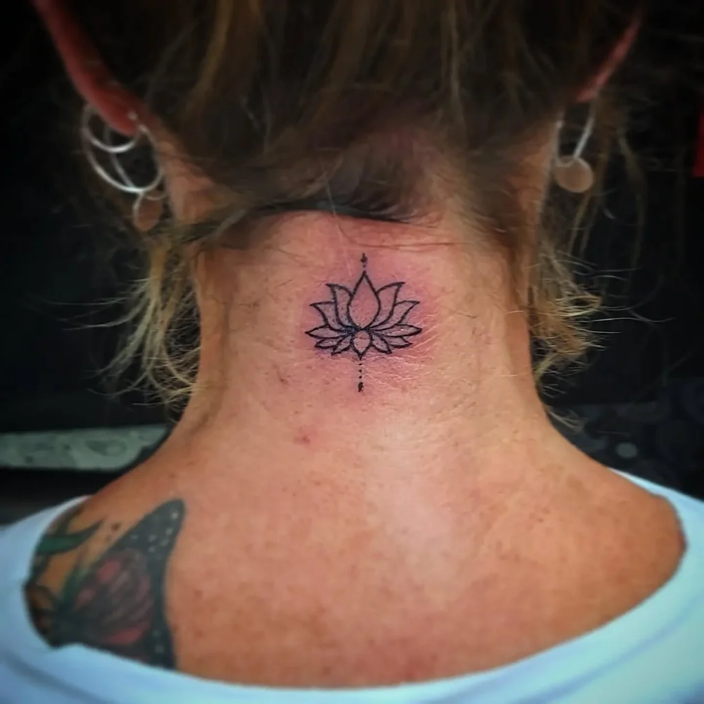 Lotus Neck Tattoo Women