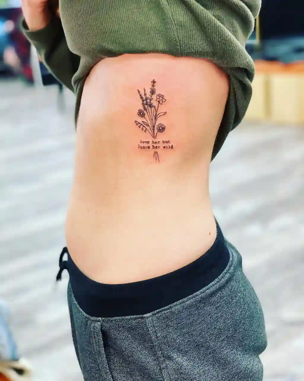 Wildflower Quote Rib Tattoos for Women