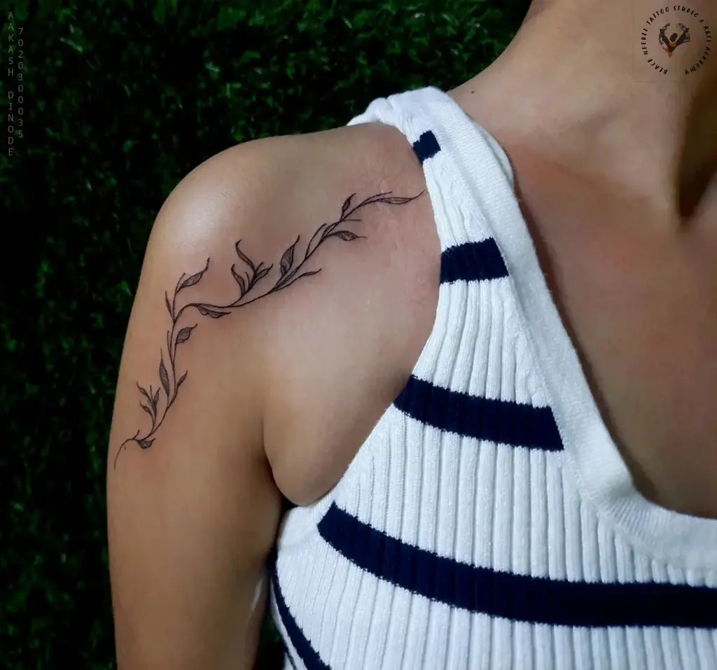 Leafy Vines Shoulder Tattoos for Women