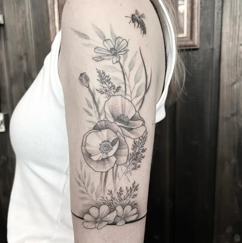 Bloom & Bee Upper Arm Tattoos for Women