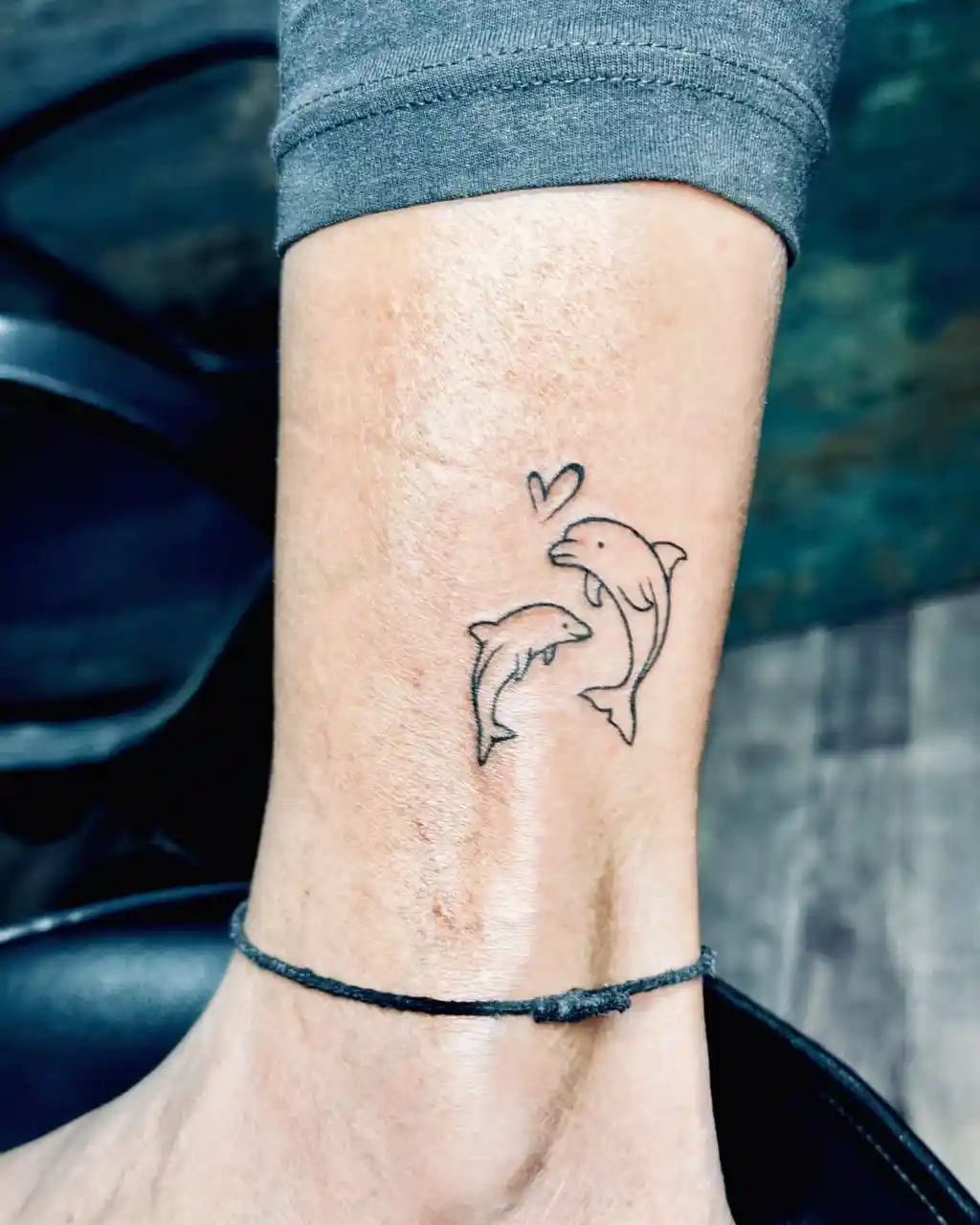Dolphin Duo Ankle Tattoos for Women