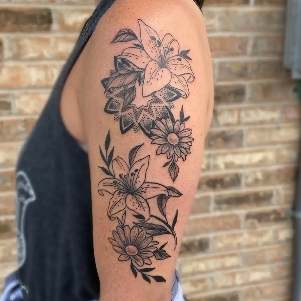 Lily Cluster Arm Tattoos for Women