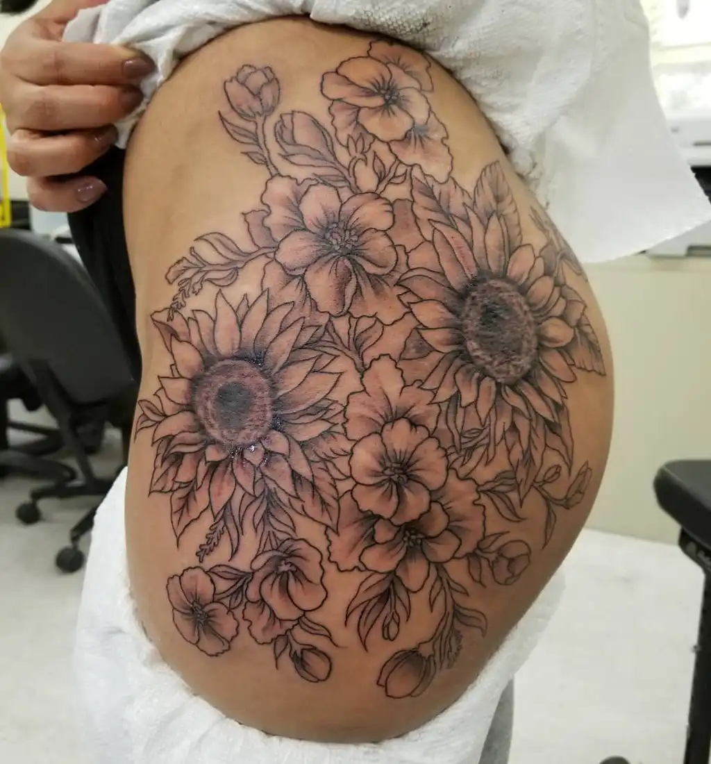 Floral Hip Tattoos Women