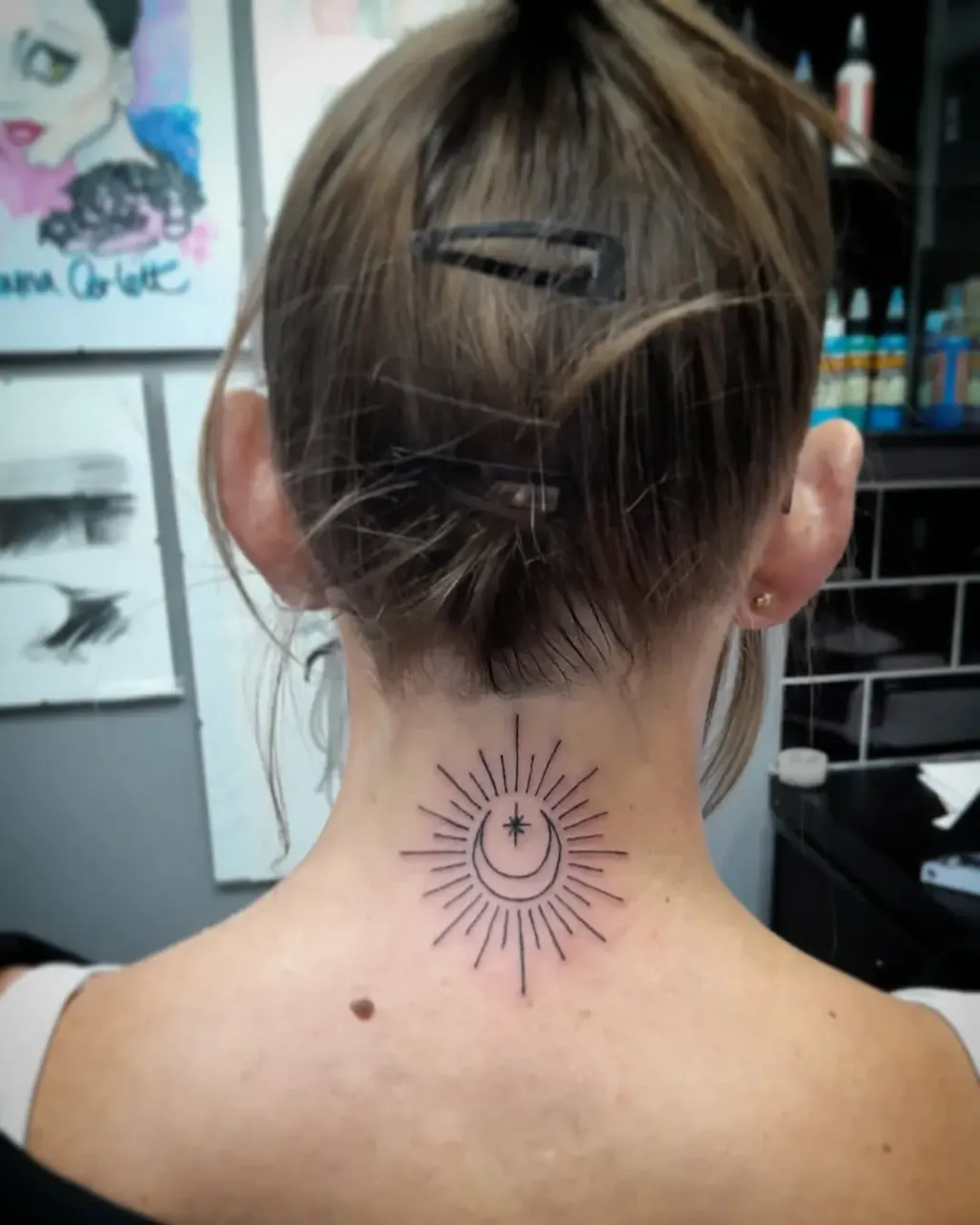 Sun Neck Tattoo Women