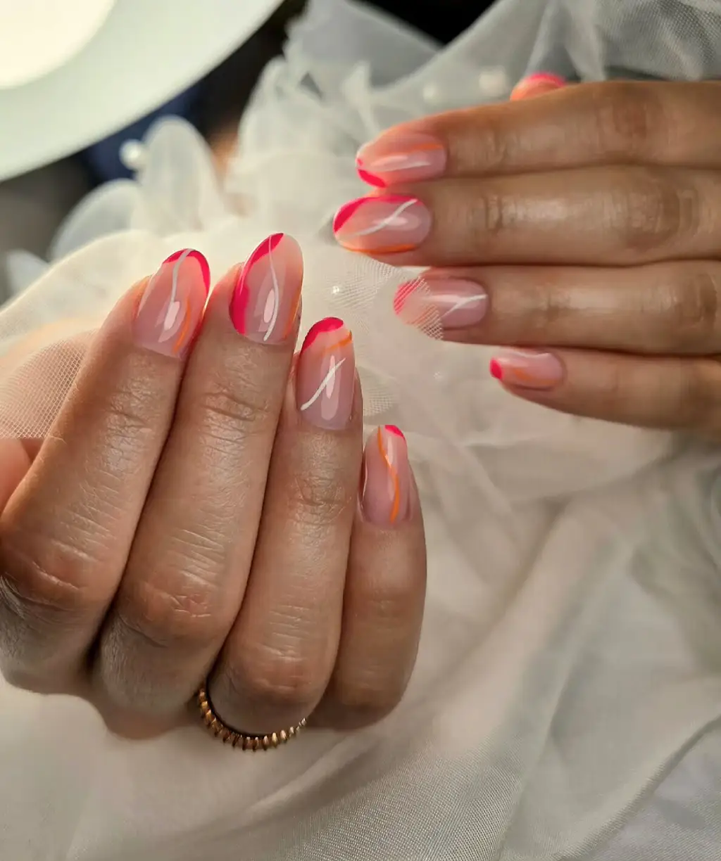 Swirly Bright Summer Nails
