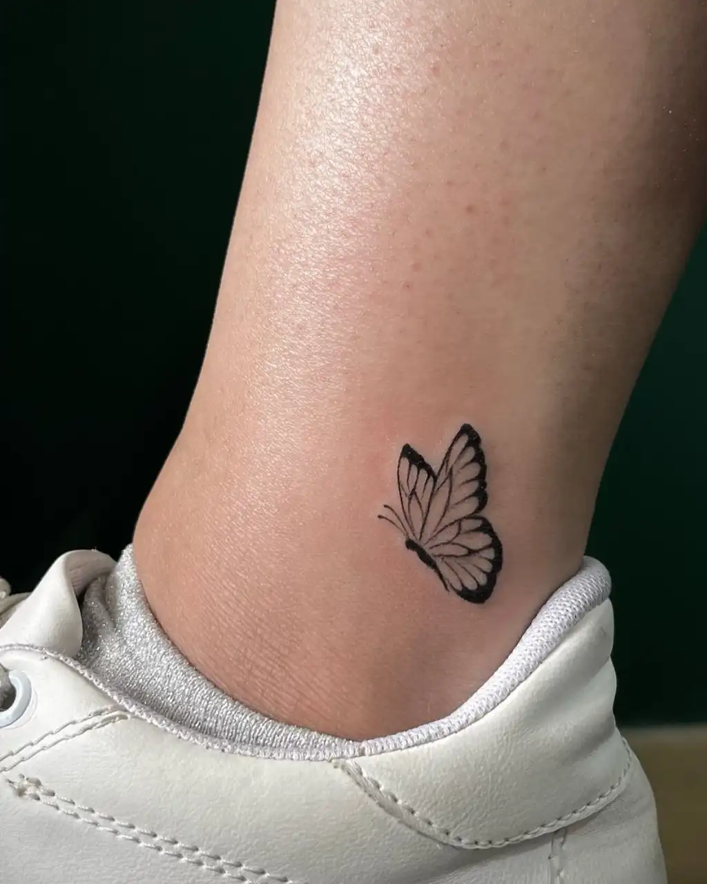 Butterfly Outline Ankle Tattoos for Women