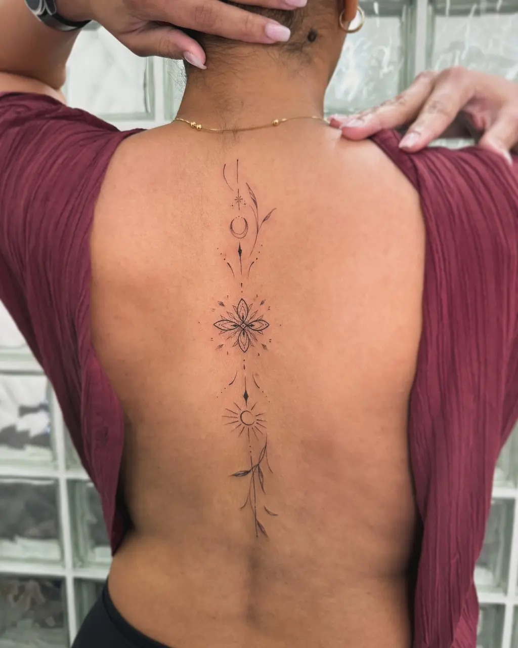 Starburst Mandala Back Tattoo for Women