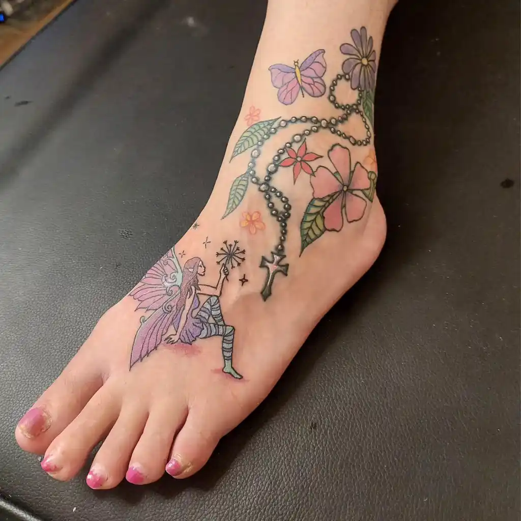 Fairy Garden Foot Tattoos for Women