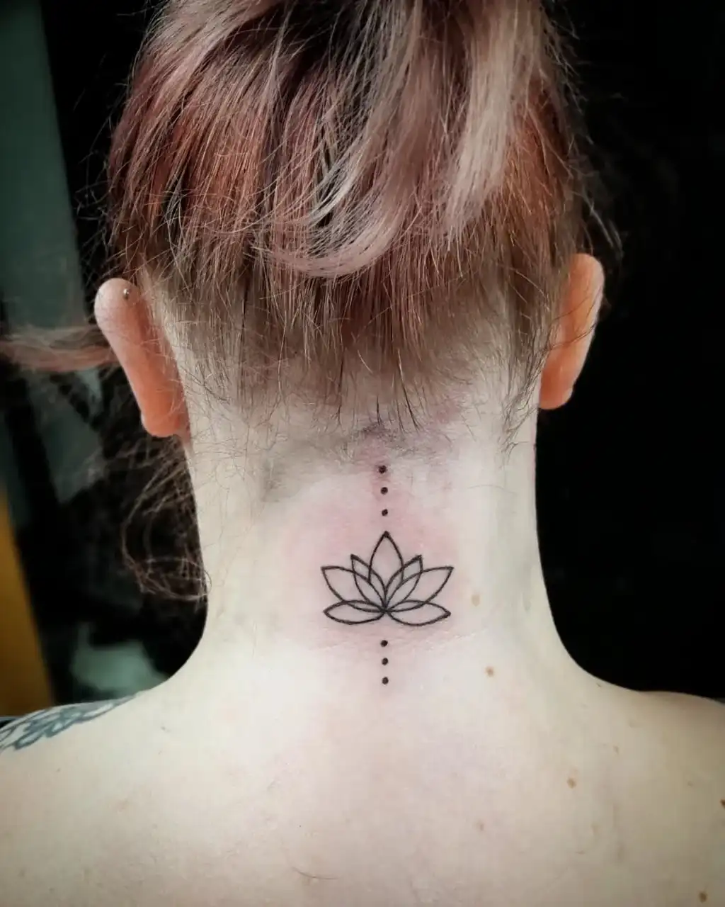 Back Lotus Neck Tattoo Women
