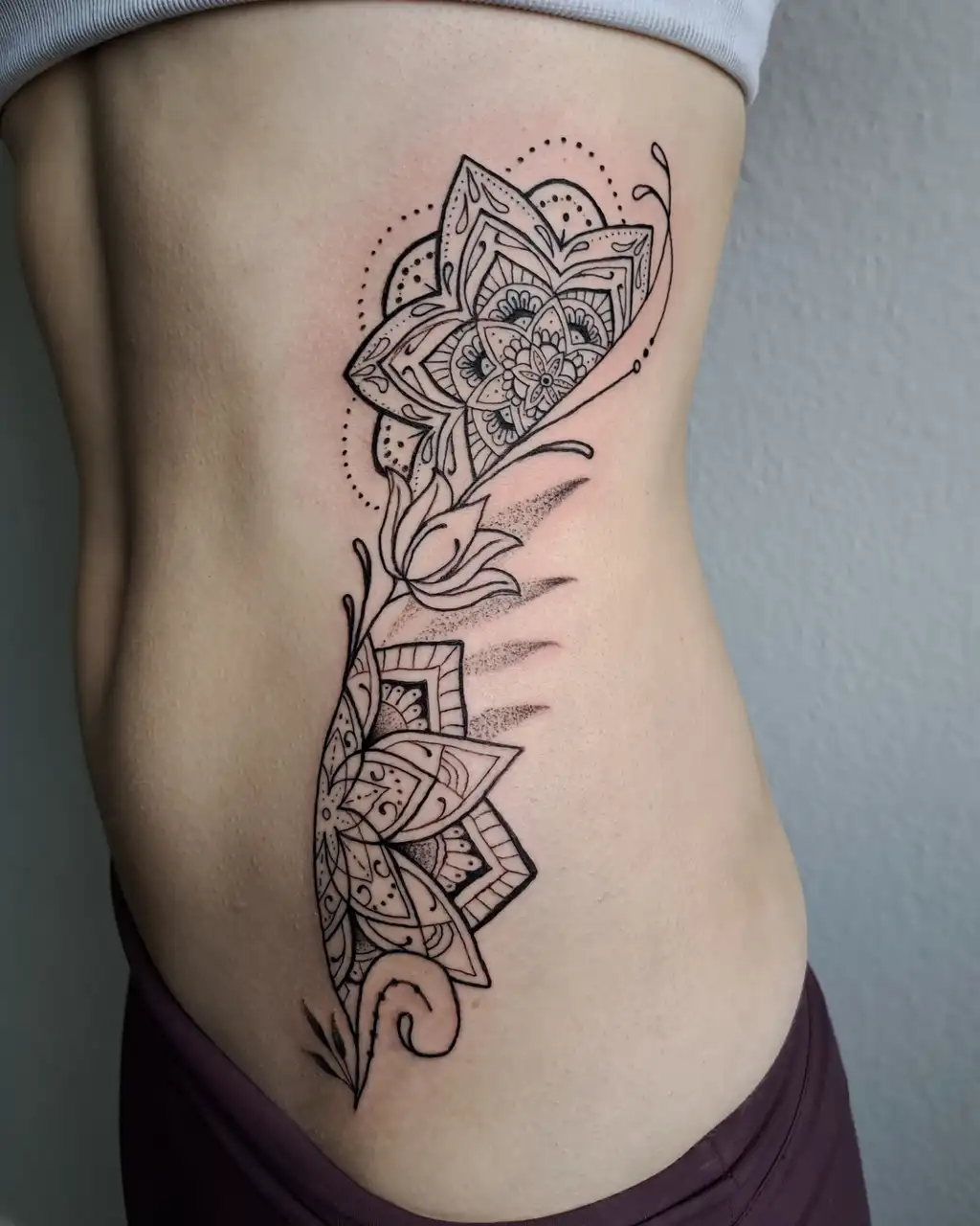 Mandala Bloom Rib Tattoos for Women