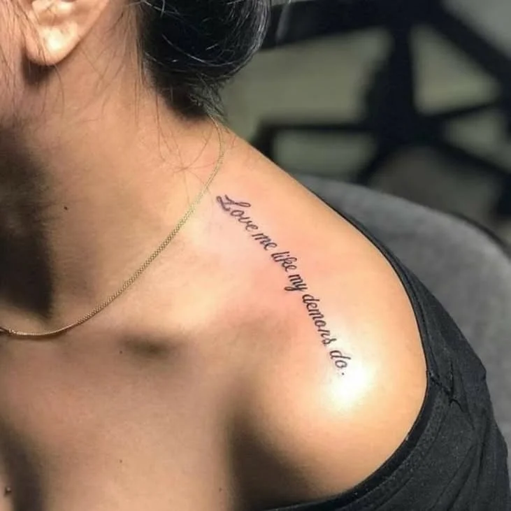 Script Shoulder Tattoos for Women