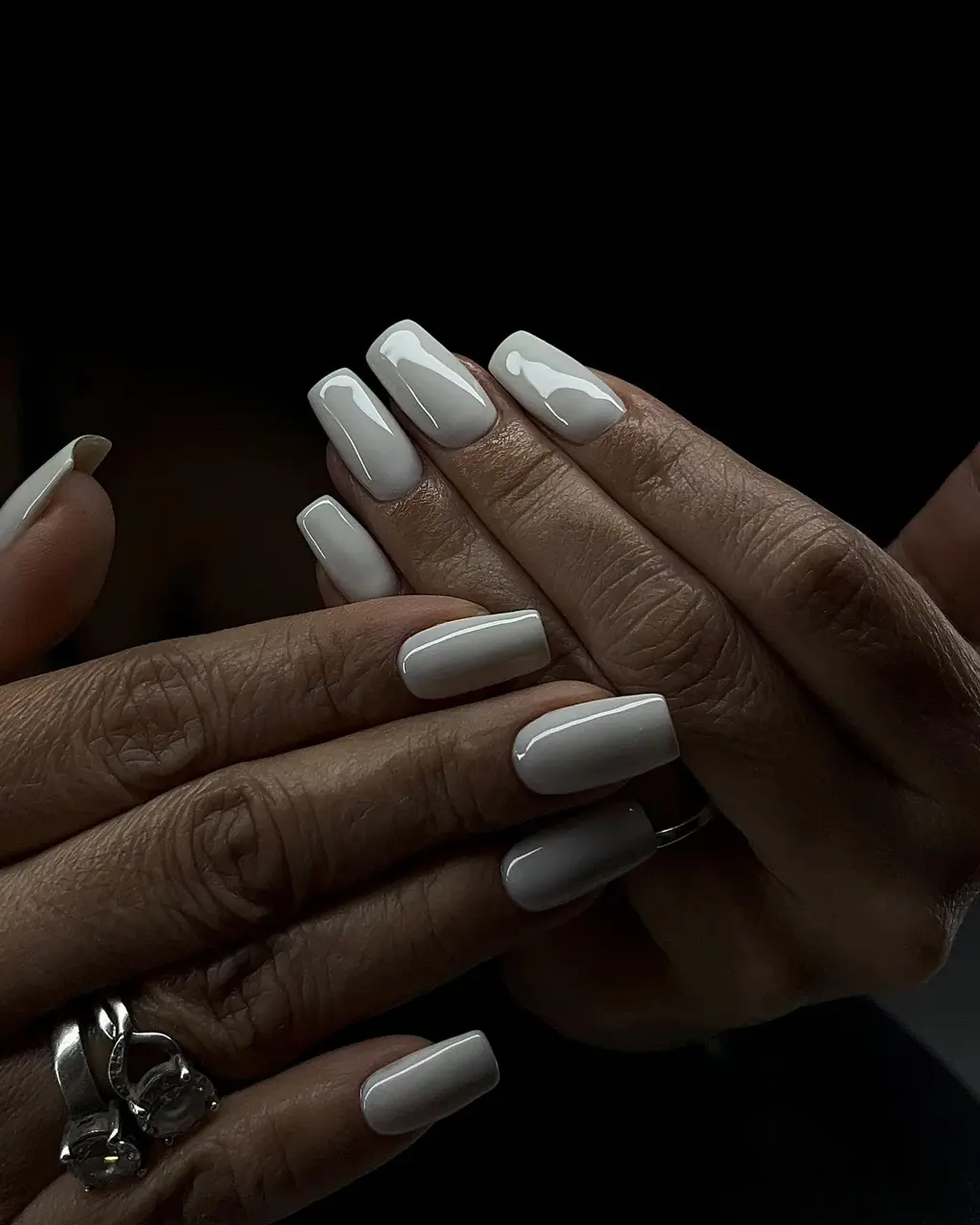 Glossy White Summer Nails