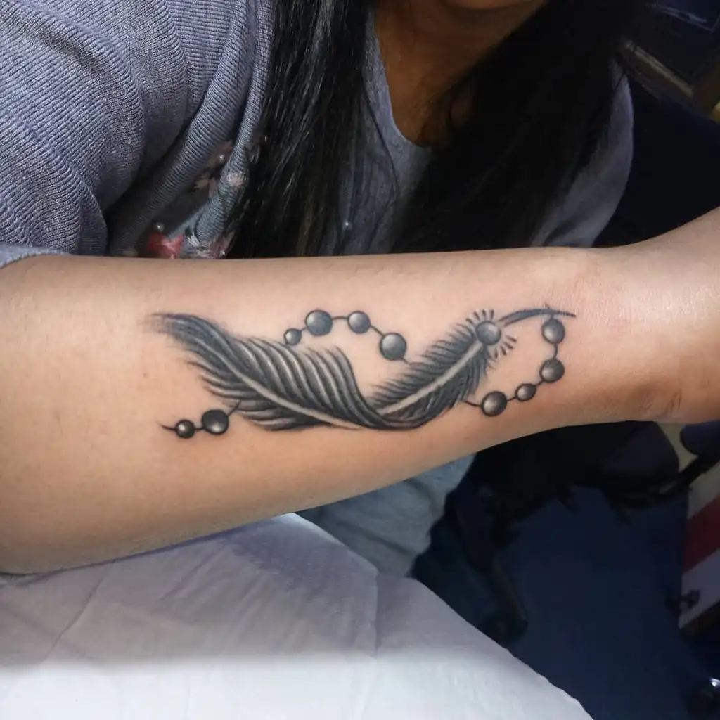 Feather Infinity Wrist Tattoos for Women