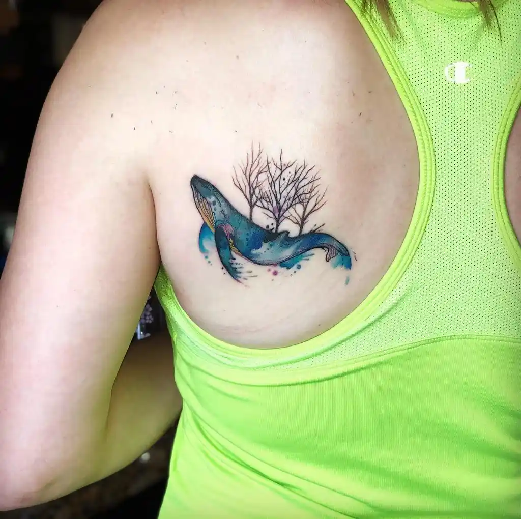 Whale Back Shoulder Tattoos for Women