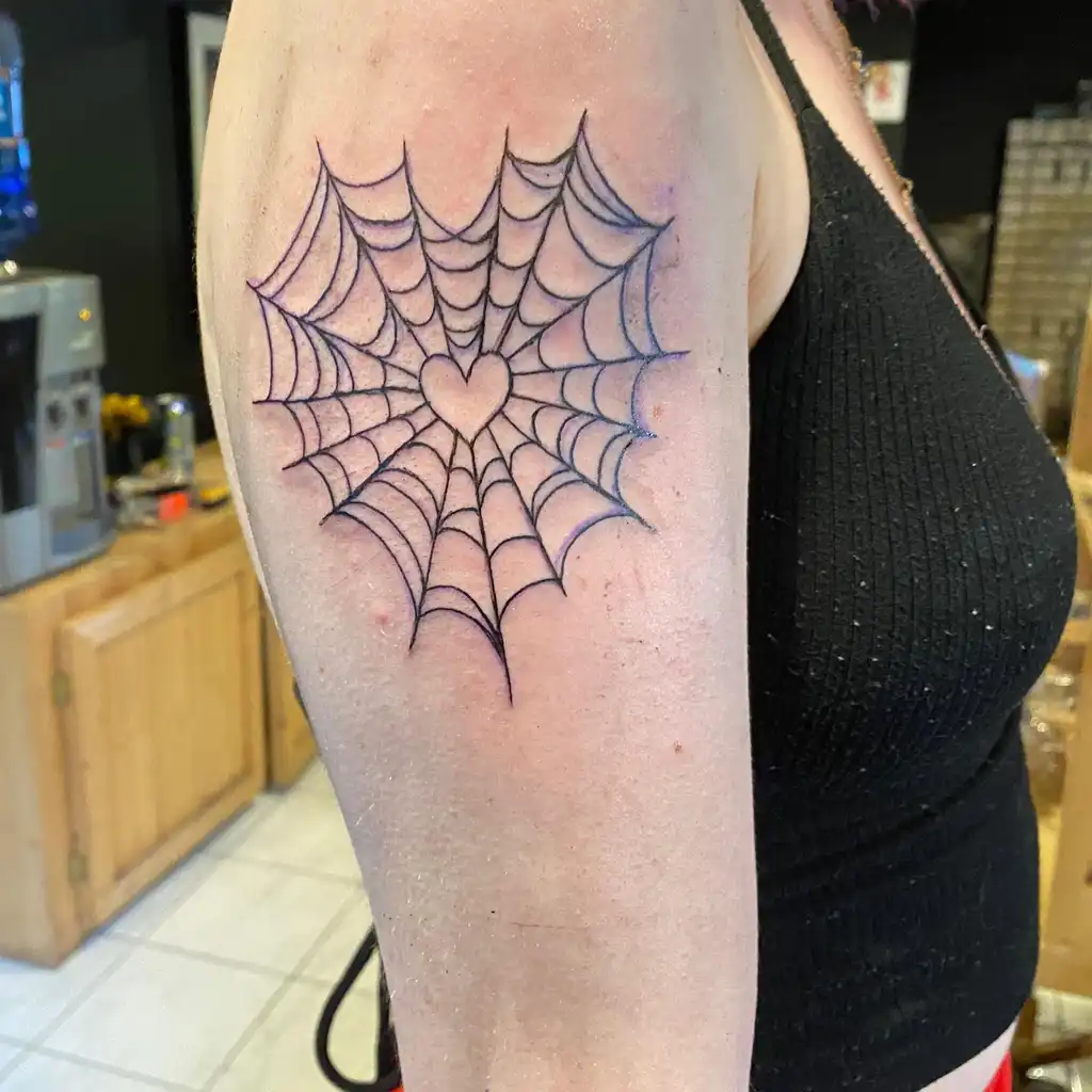Heart Web Upper Arm Tattoos for Women