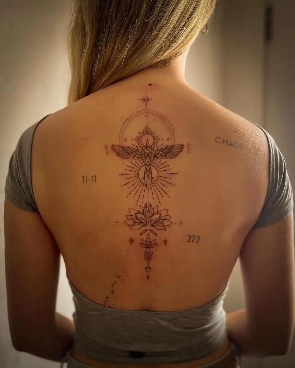 Birth Date Celestial Back Tattoo for Women