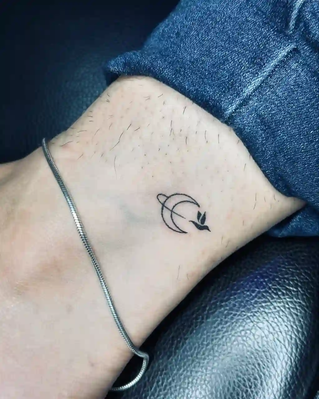 Crescent and Dove Ankle Tattoos for Women