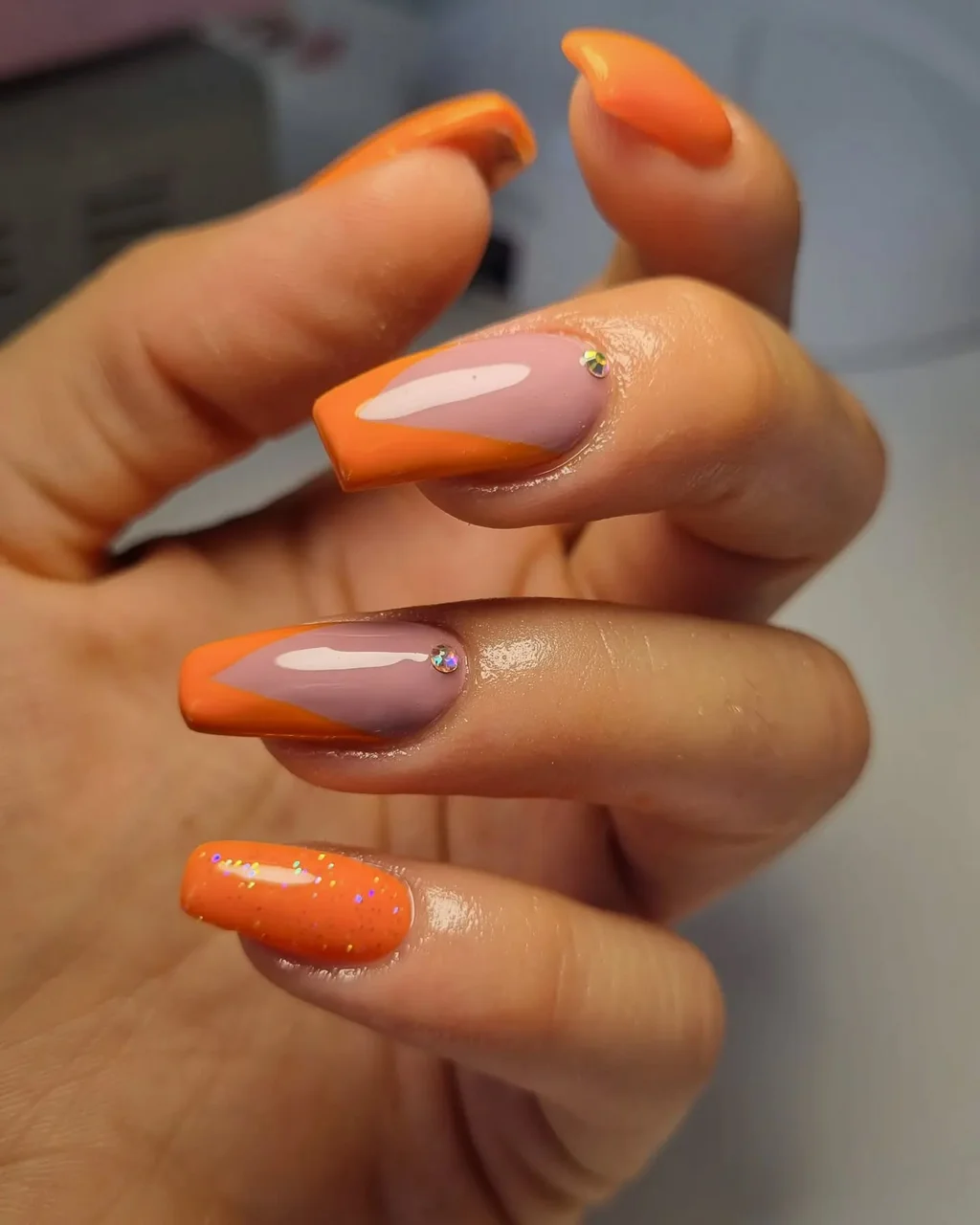 Gloss Wave Orange Nails