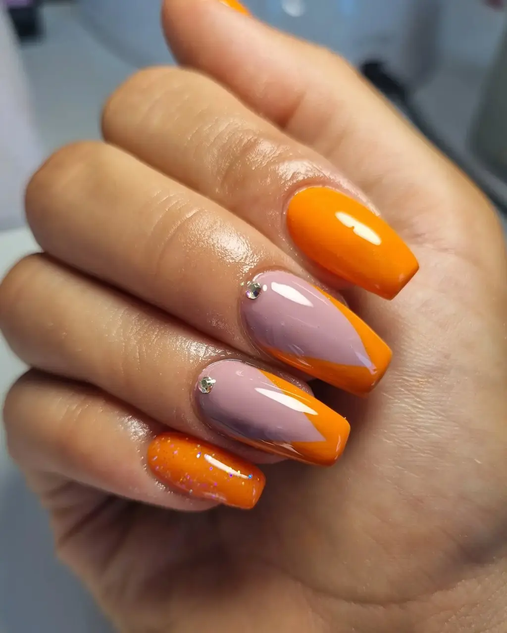 Soft Glam Orange Nails