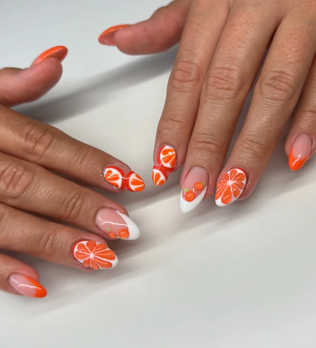 Fruit Art Orange Nails