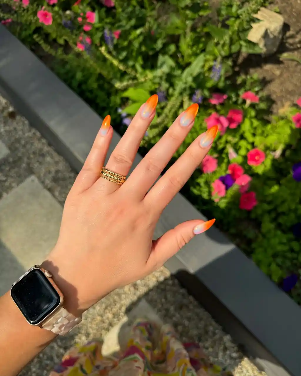 Sunset Glow Orange Nails