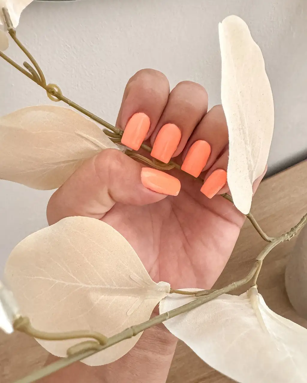 Pastel Glow Orange Nails