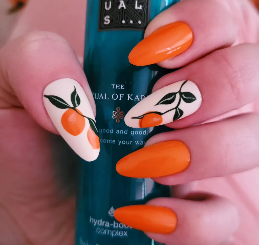 Botanical Orange Nails