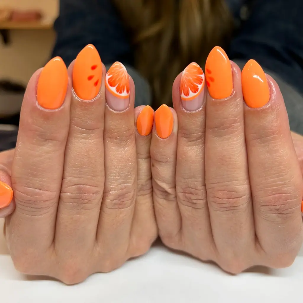 Juicy Slice Orange Nails