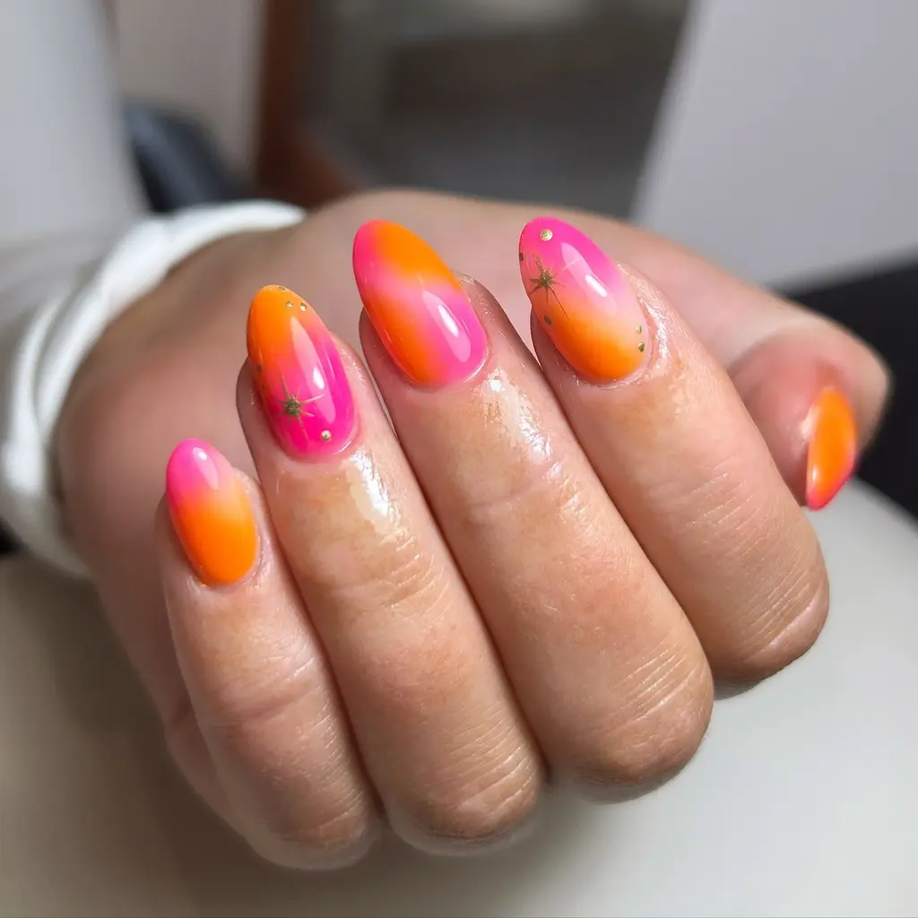 Neon Ombre Orange Nails