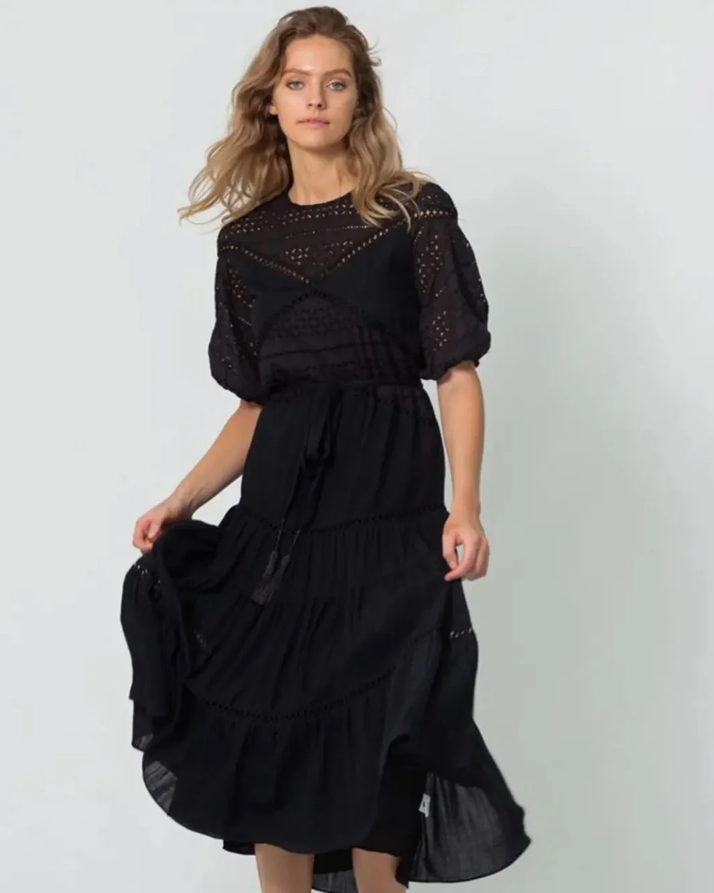 Black Lace Boho Maxi Dress