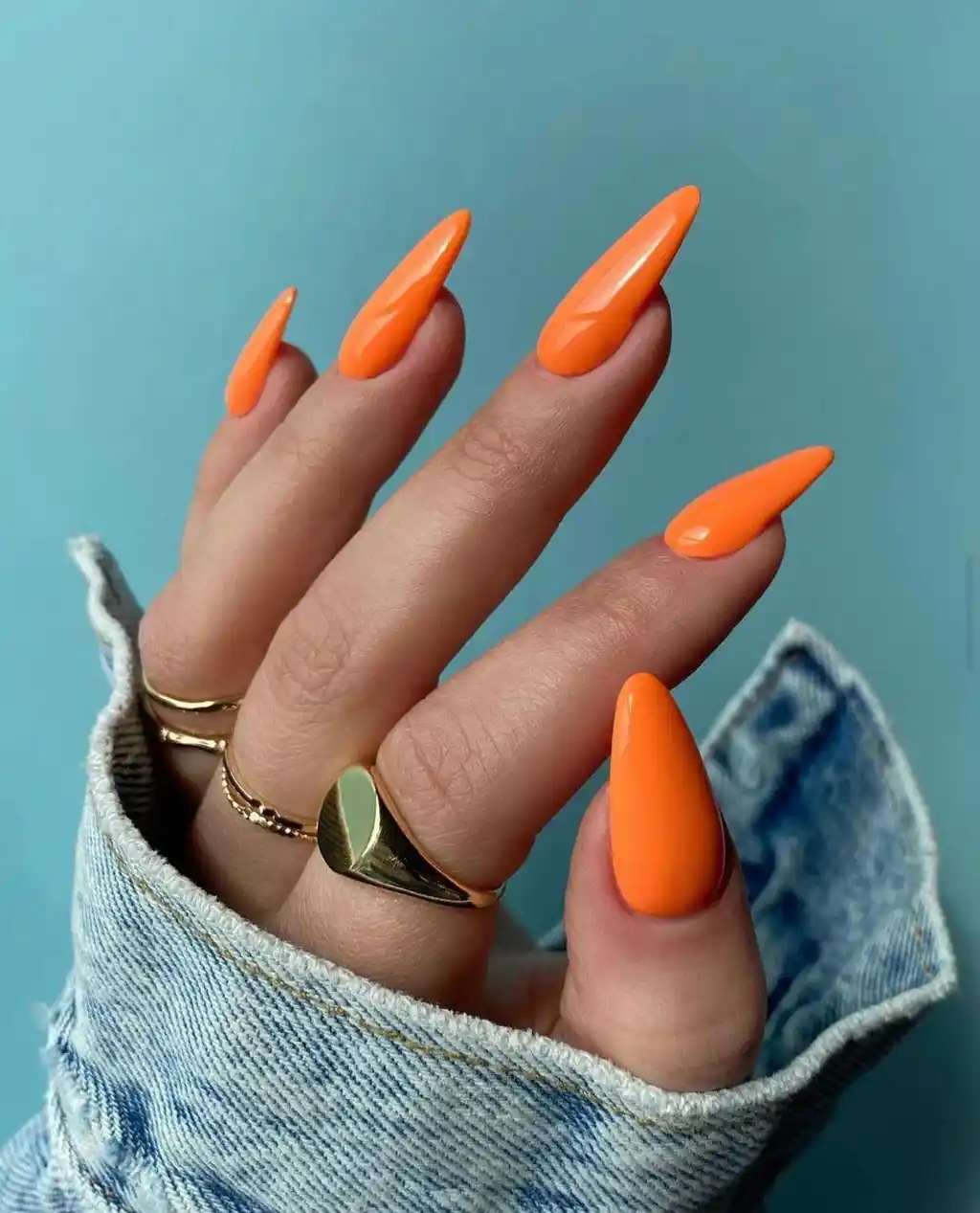 Bold Stiletto Orange Nails