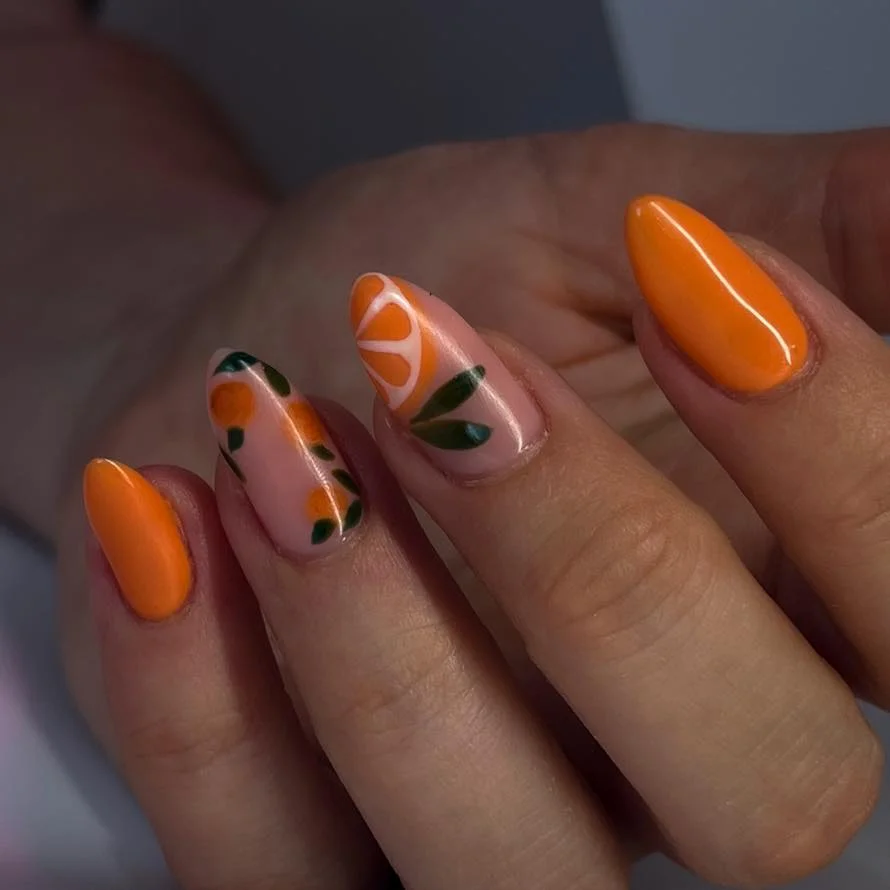 Garden Citrus Orange Nails