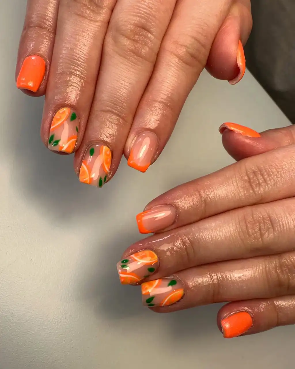 Slice Art Orange Nails