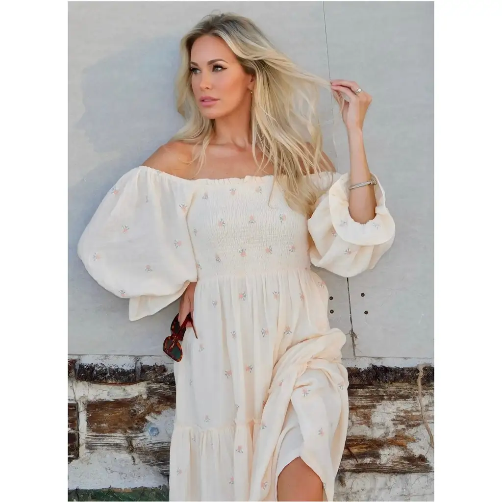Puffy Sleeve Boho Maxi Dress