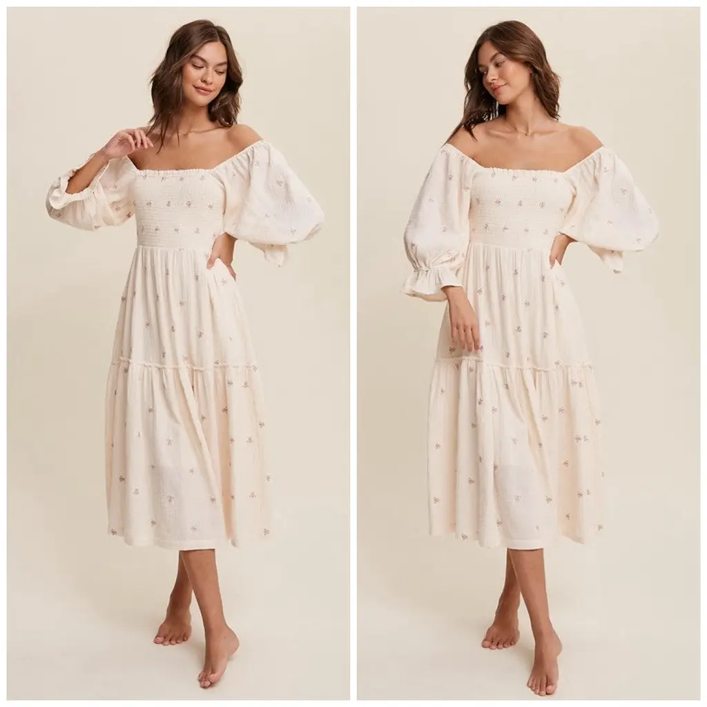 Soft Cream Boho Maxi Dress