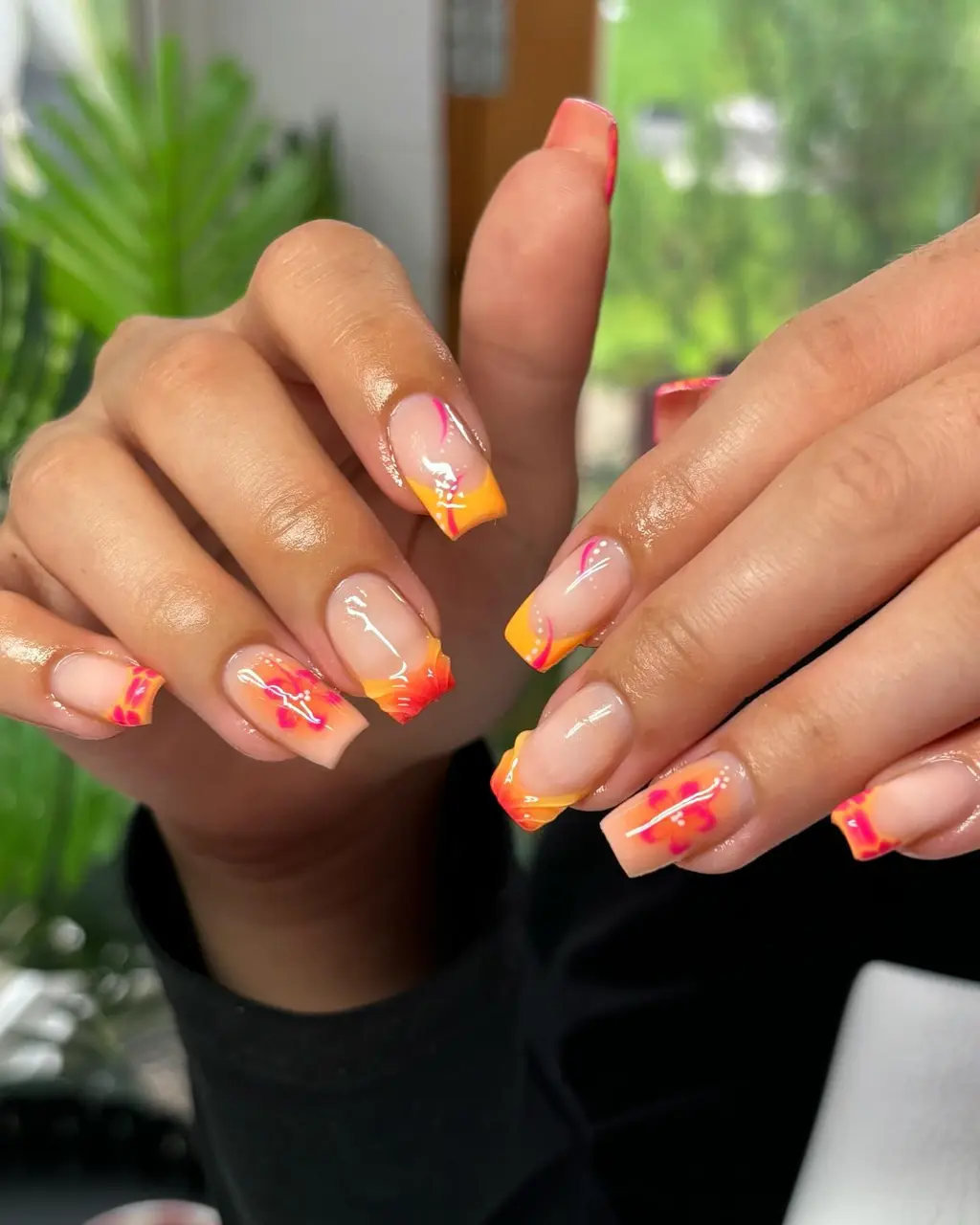 Sunset Tip Orange Nails