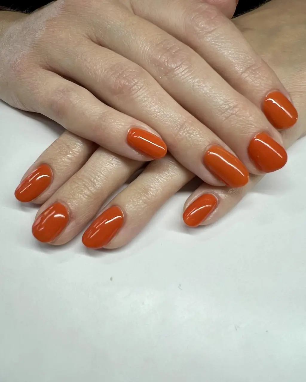 Classic Glossy Orange Nails