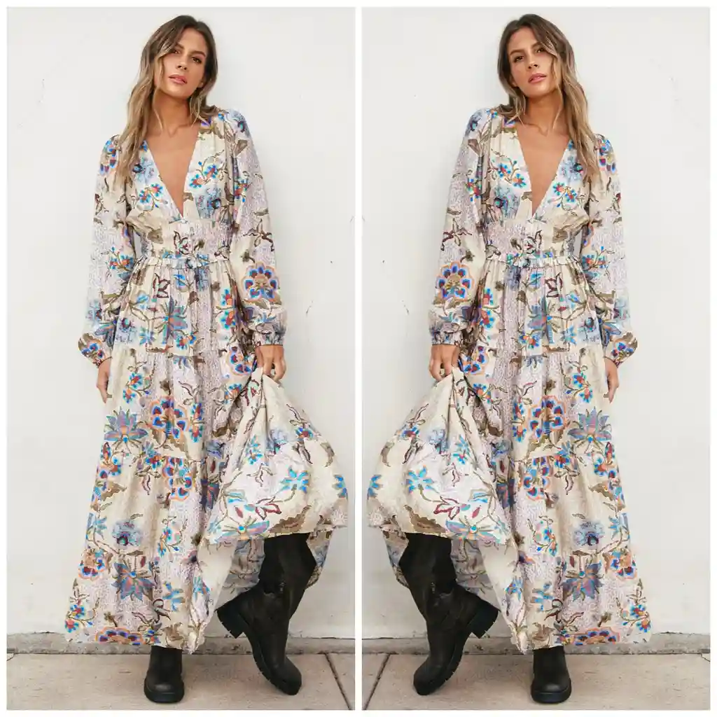 Bold Bloom Boho Maxi Dress