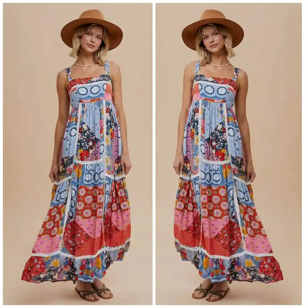 Patchwork Boho Maxi Dress