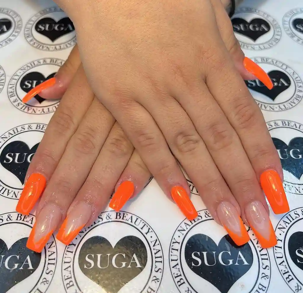 Long Tip Orange Nails