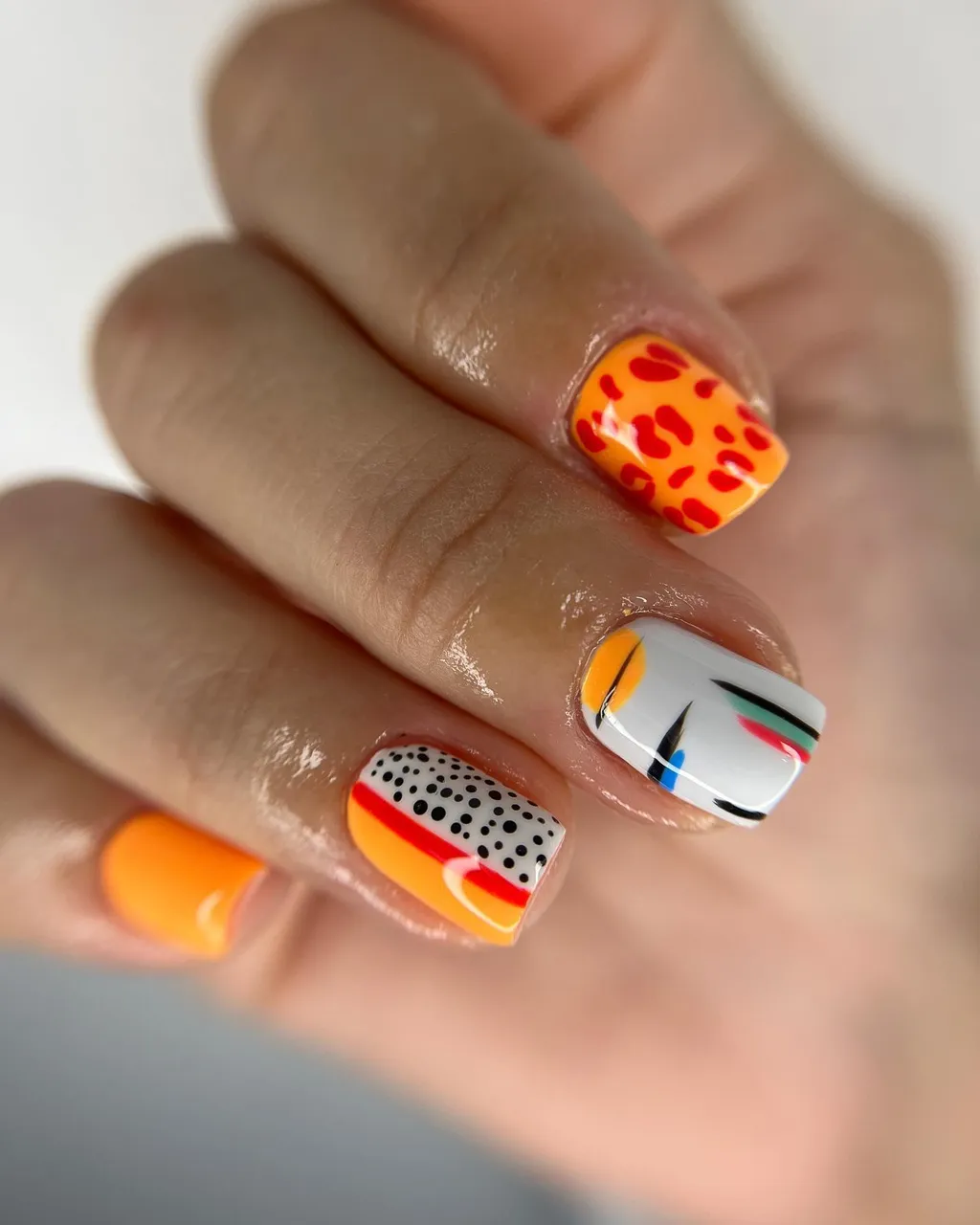 Pop Art Orange Nails