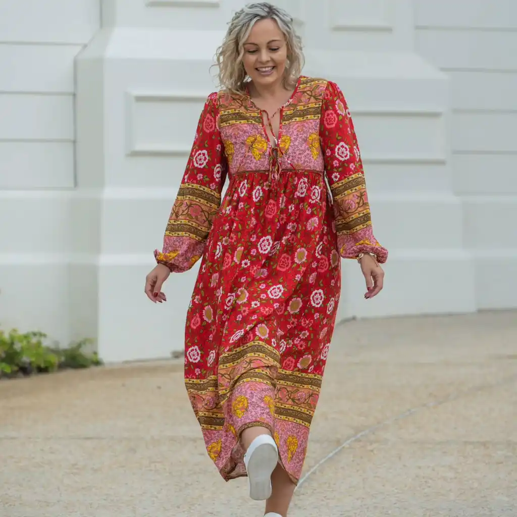 Sunset Bloom Boho Maxi Dress