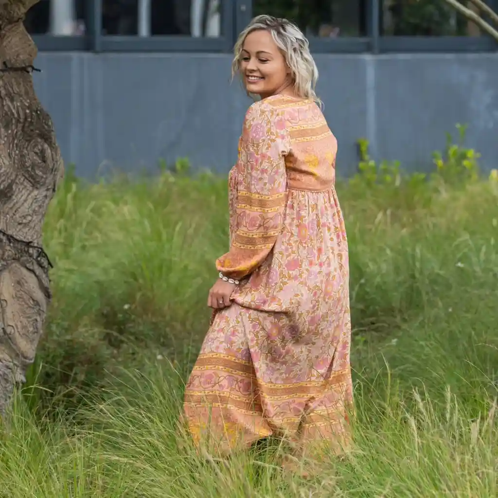 Blush Harmony Boho Maxi Dress