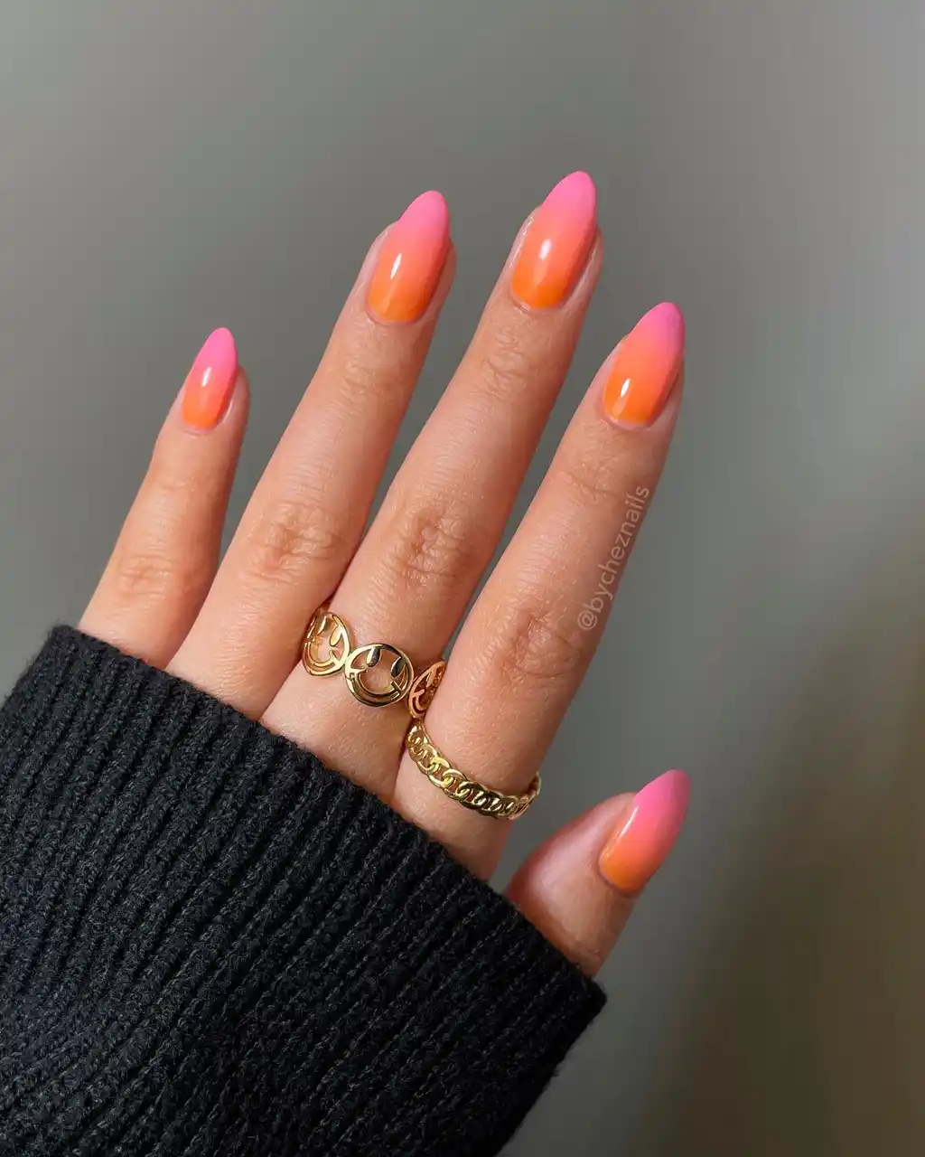 Ombre Pink Orange Nails