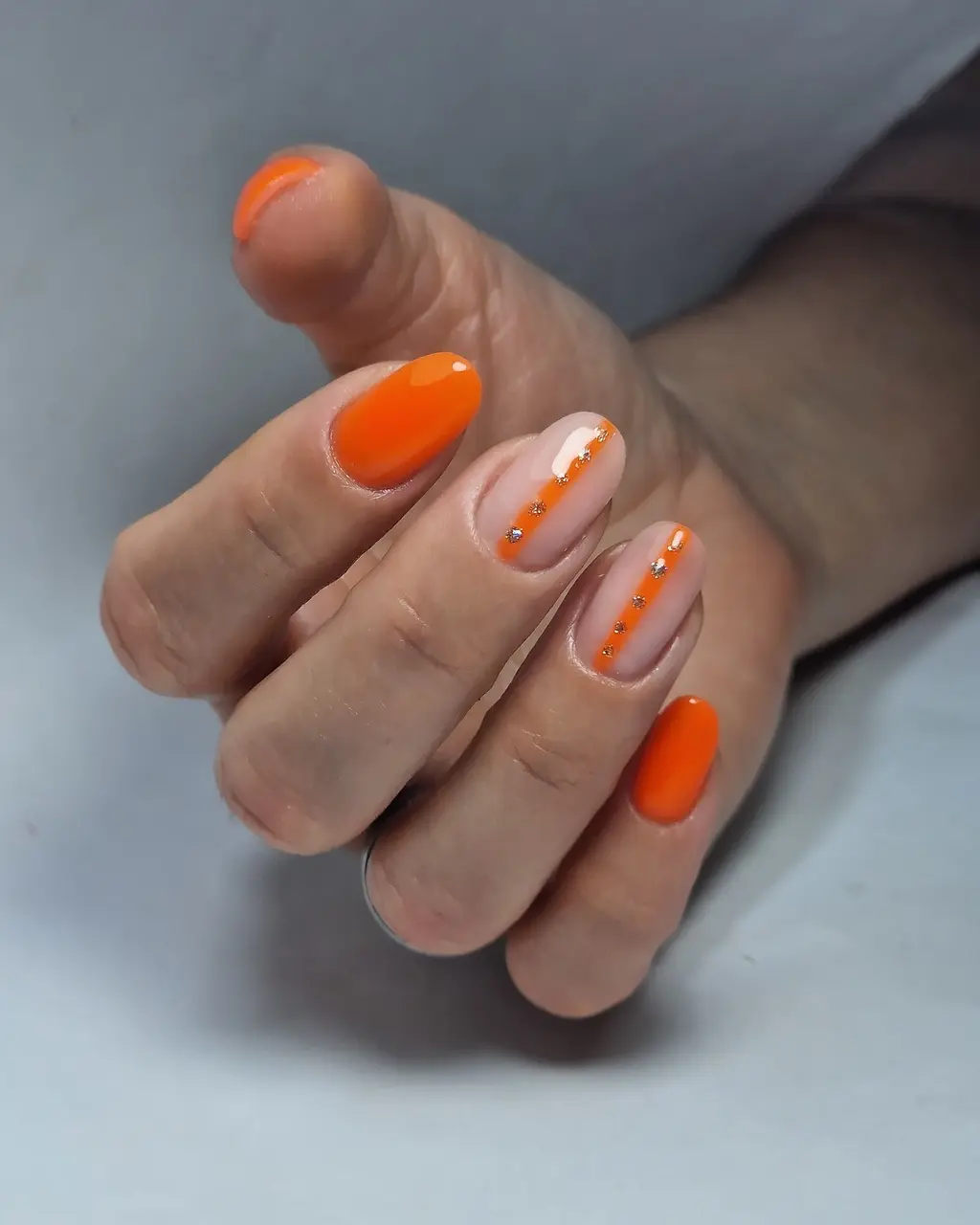Chic Gem Orange Nails