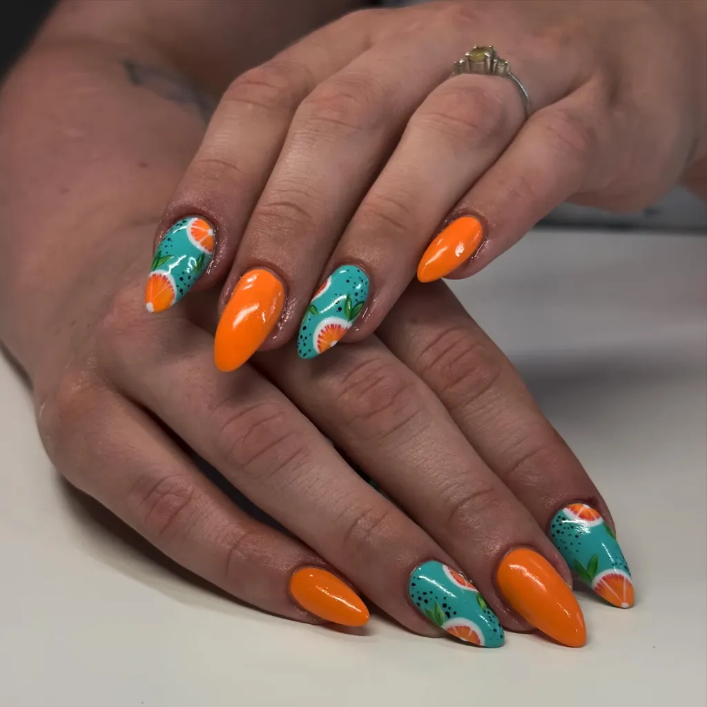 Citrus Pop Orange Nails